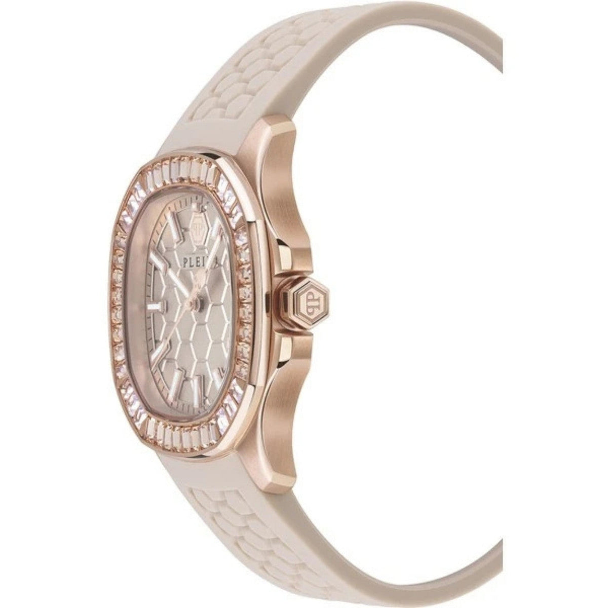 Philipp Plein Spectre PWTAA0423 analog damklocka med beige urtavla och armband i gummi