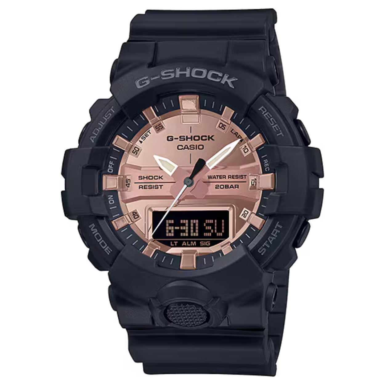 Casio G-Shock GA-800MMC-1AER analog herrklocka med roséguld urtavla och armband i resin