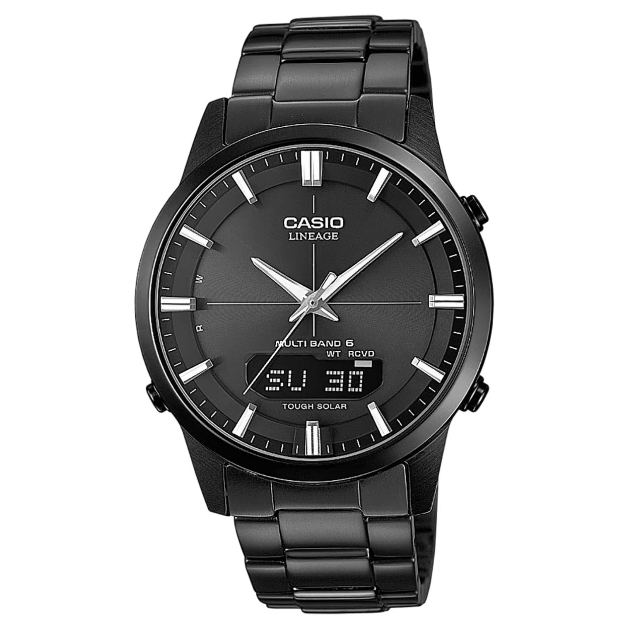 Casio Radio Controlled LCW-M170DB-1AER digital herrklocka med svart urtavla och armband i rostfritt stål