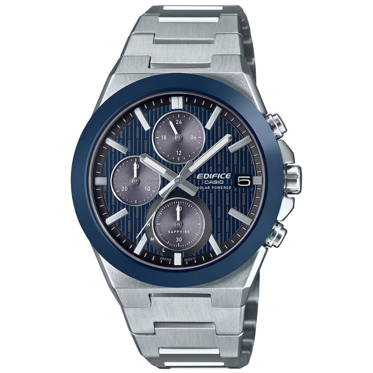 Casio Edifice EFS-S650D-2AEF analog herrklocka med blå urtavla och armband i rostfritt stål