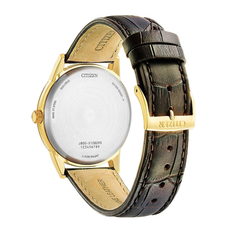 Citizen Eco-drive Sport AW0102-13AE analog herrklocka med silver urtavla och armband i läder
