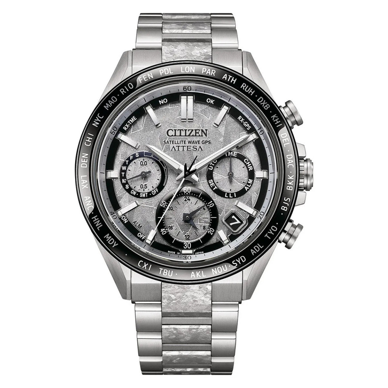 Citizen Attesa Recrystallized Titanium CC4076-65A analog herrklocka med grå urtavla och armband i titan
