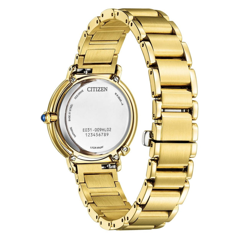 Citizen L Eco-Drive EM1092-64D analog damklocka med vit urtavla och armband i rostfritt stål