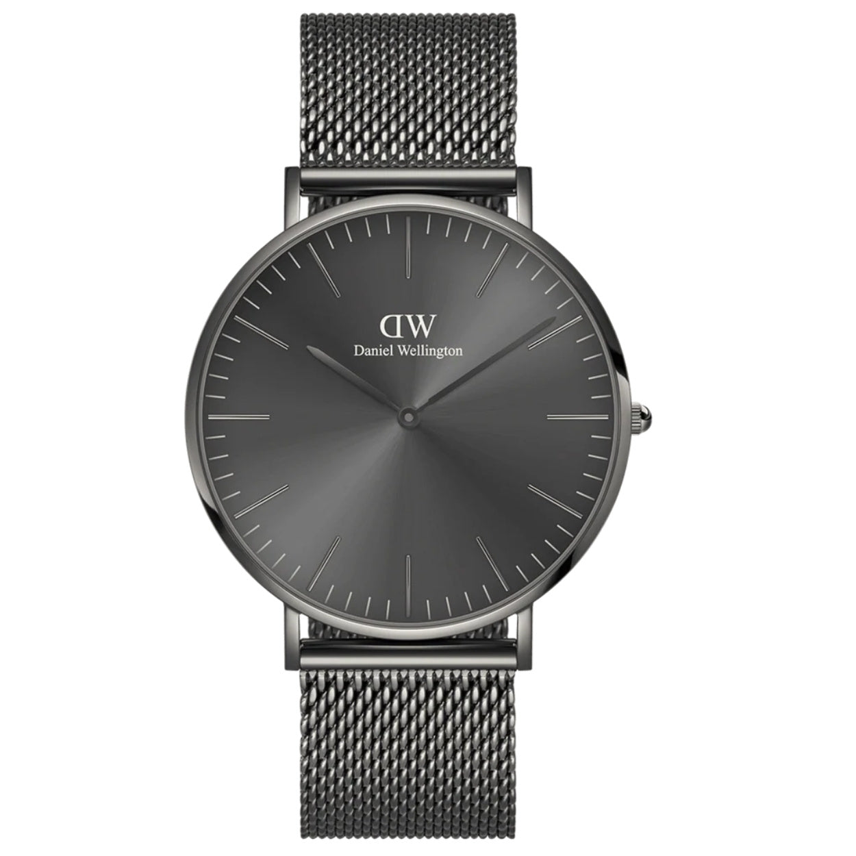Daniel Wellington Classic Mesh DW00100630 analog herrklocka med grå urtavla och armband i rostfritt stål