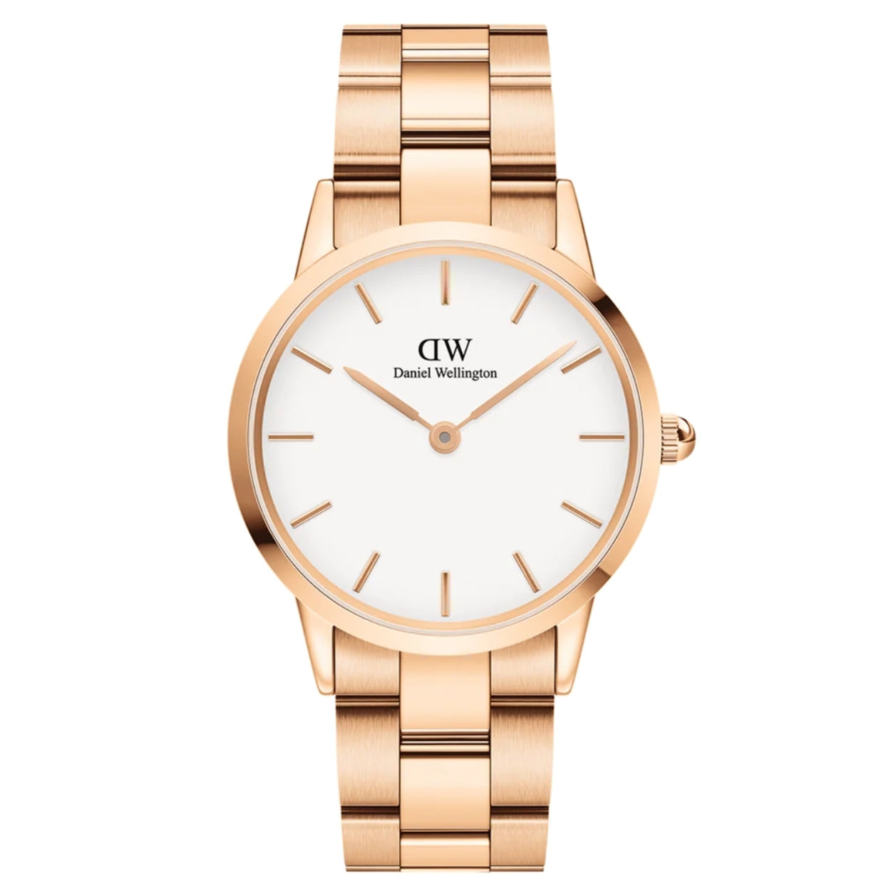 Daniel Wellington Iconic Link DW00100209 analog damklocka med vit urtavla och armband i rostfritt stål
