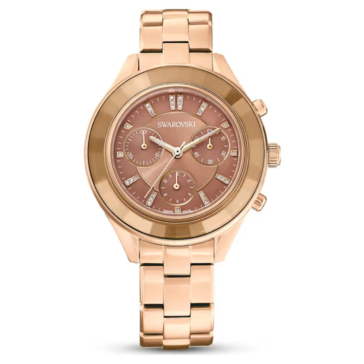 Swarovski Octea lux sport 5632472 analog damklocka med brun urtavla och armband i rostfritt stål