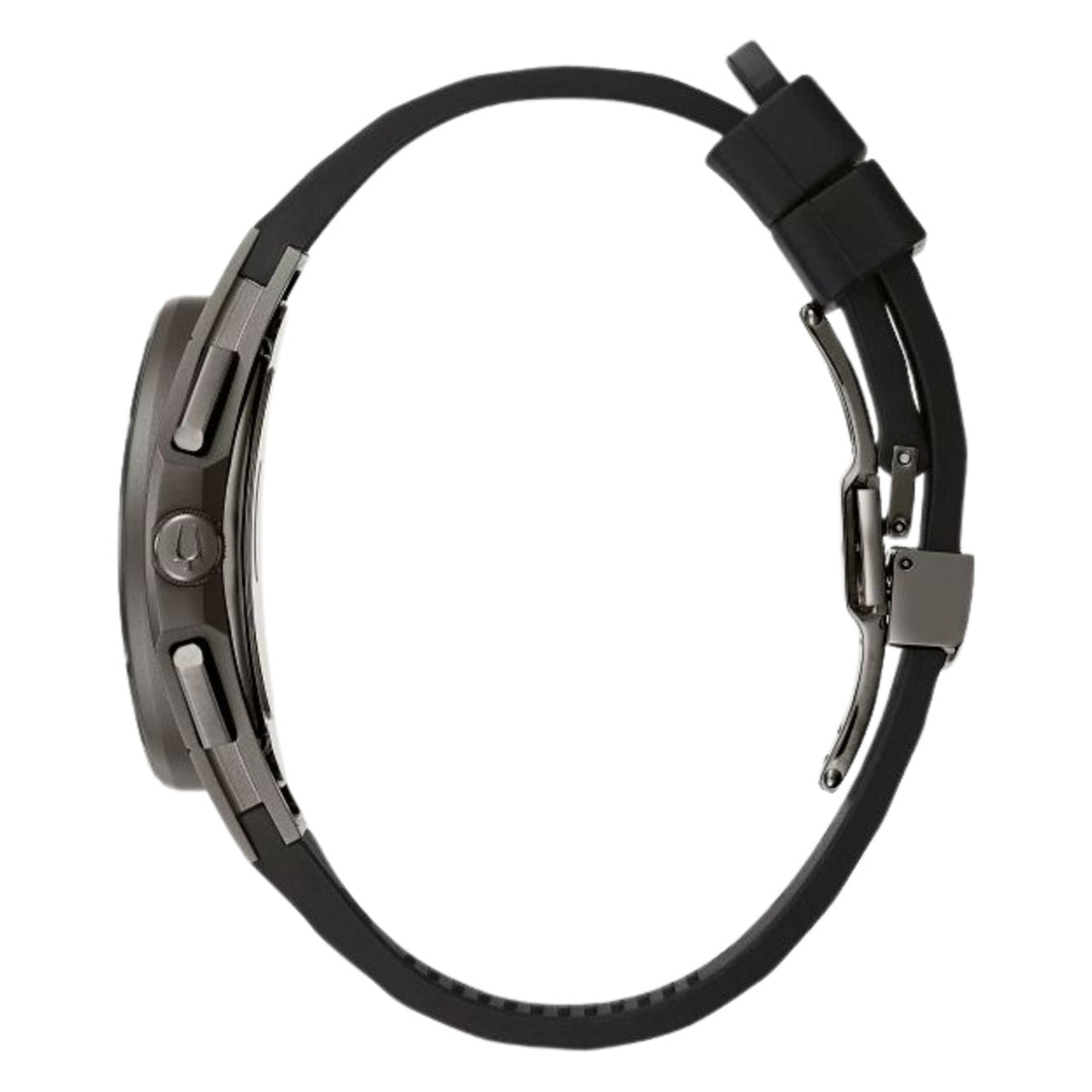 Bulova CURV 98A162 analog herrklocka med svart urtavla och armband i gummi