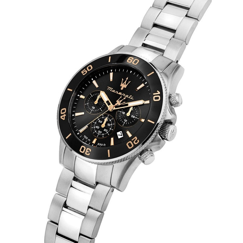 Maserati Competizione Set R8873600001 analog herrklocka med svart urtavla och armband i rostfritt stål