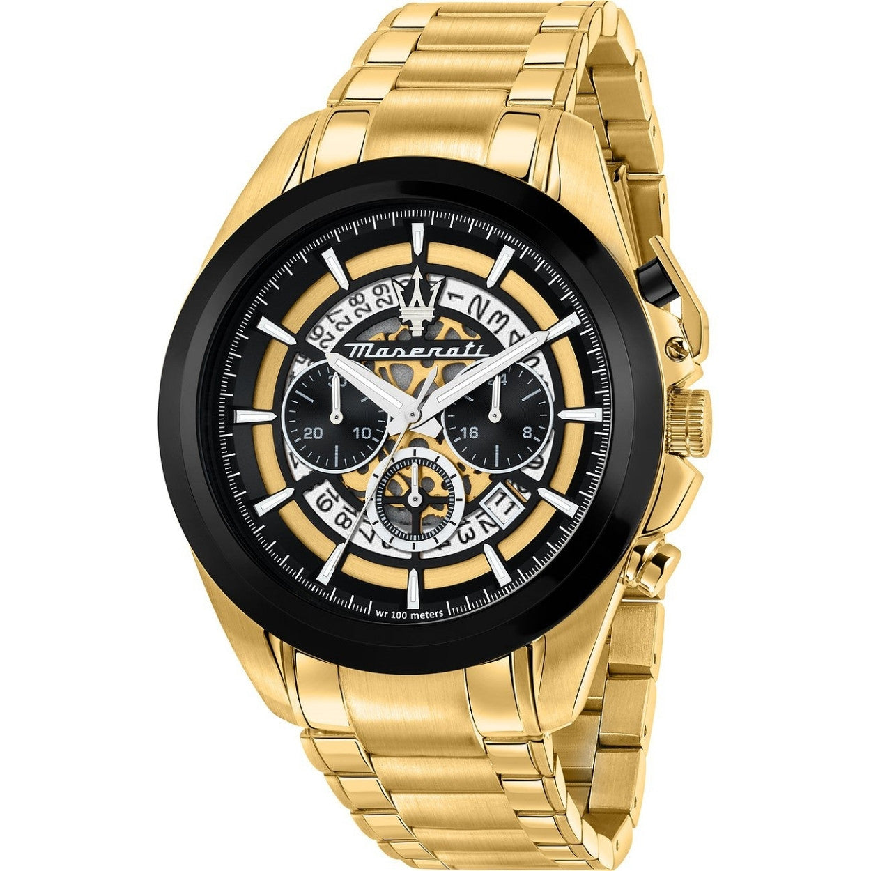 Maserati Traguardo R8873612058 analog herrklocka med svart urtavla och armband i rostfritt stål