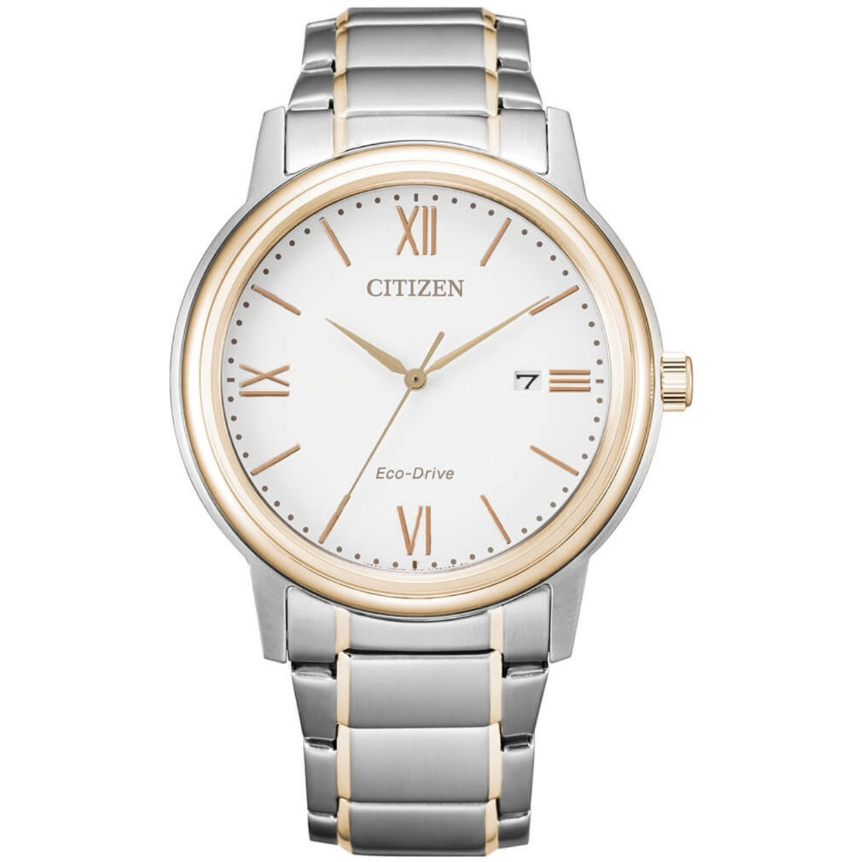 Citizen Eco-Drive Sport AW1676-86A analog herrklocka med vit urtavla och armband i rostfritt stål