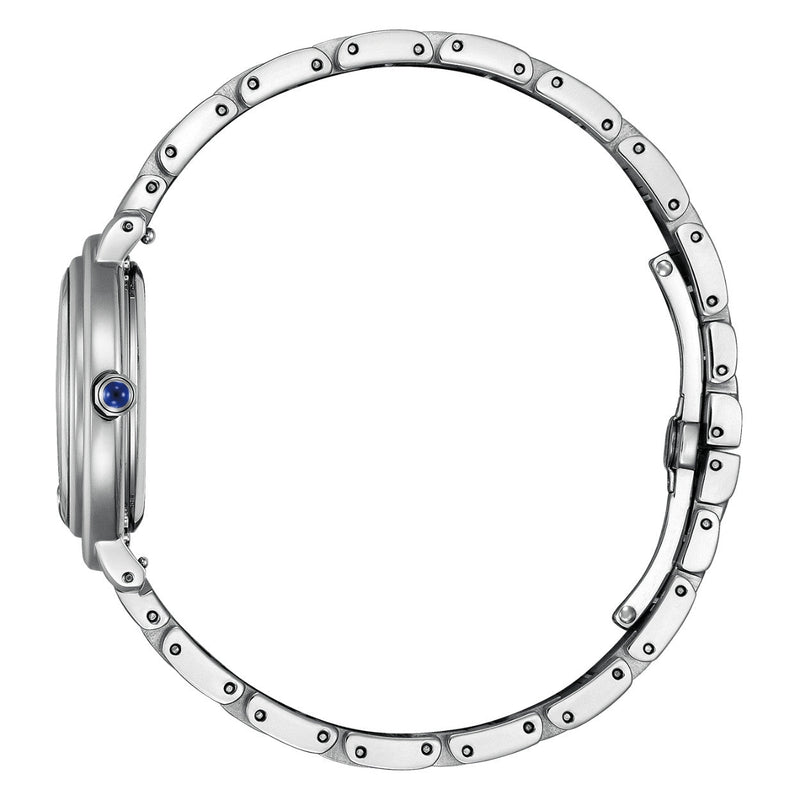 Citizen L Arcly Eco-Drive EM1090-78X analog damklocka med rött urtavla och armband i rostfritt stål