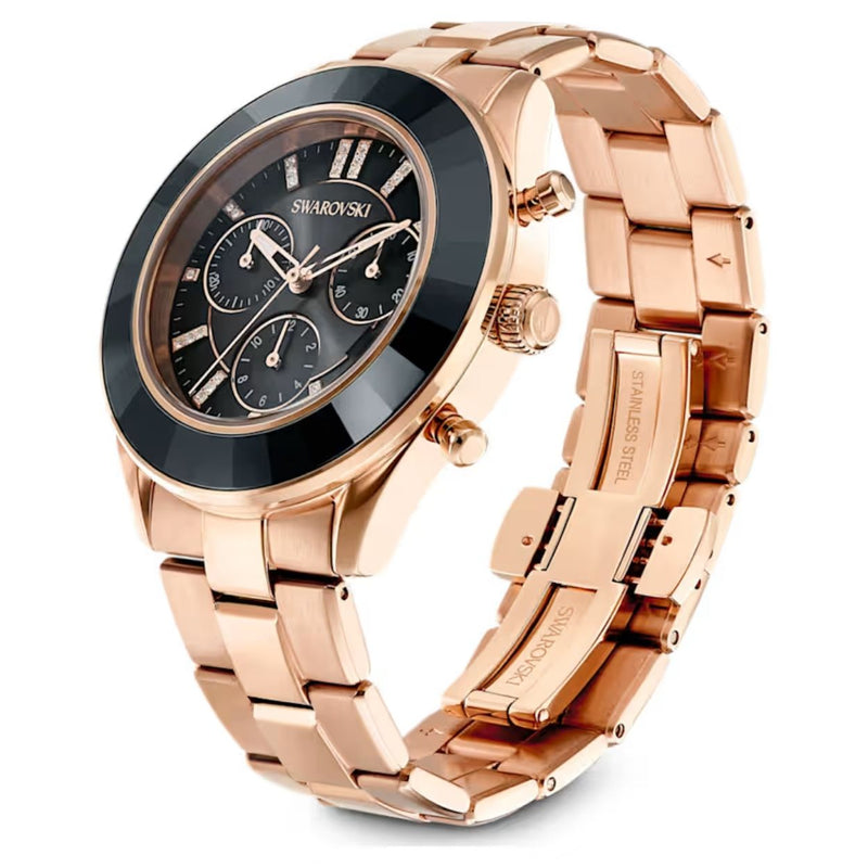 Swarovski Octea lux sport 5610478 analog damklocka med svart urtavla och armband i rostfritt stål