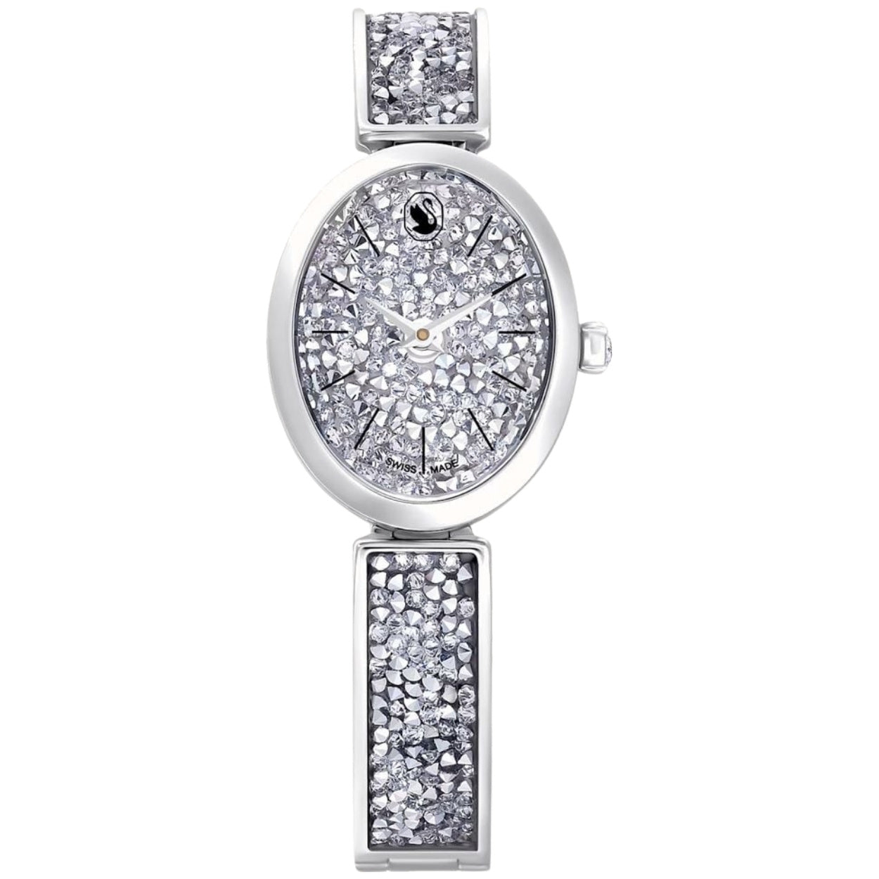 Swarovski Crystal Rock Oval 5656881 analog damklocka med silver urtavla och armband i rostfritt stål