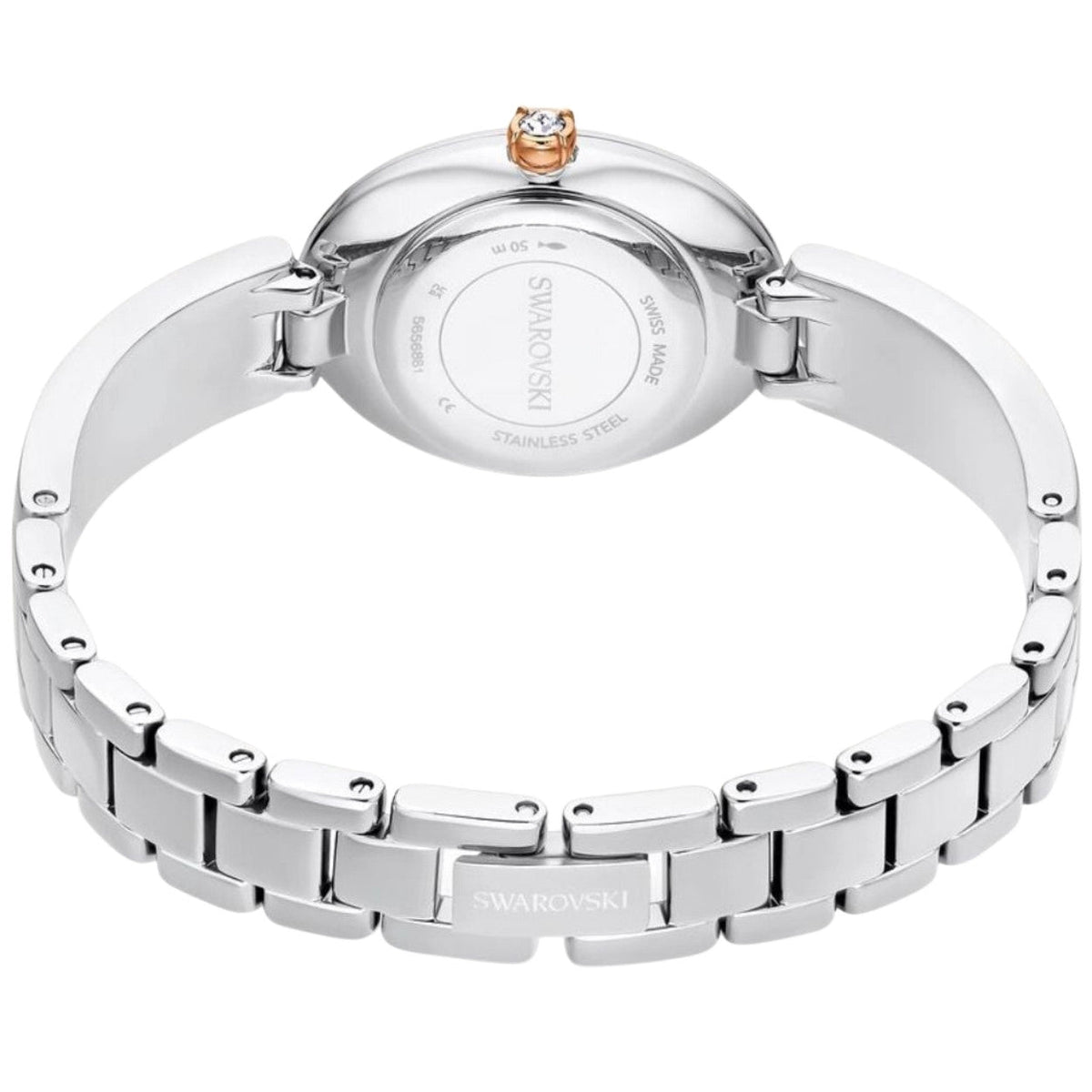 Swarovski Crystal Rock Oval 5656881 analog damklocka med silver urtavla och armband i rostfritt stål