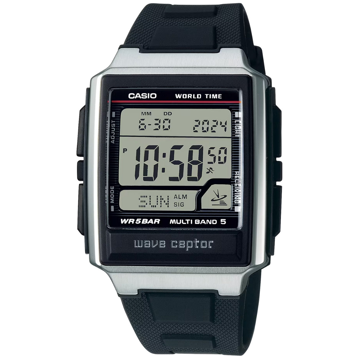 Casio Waveceptor WV-59R-1AEF digital herrklocka med svart urtavla och armband i resin