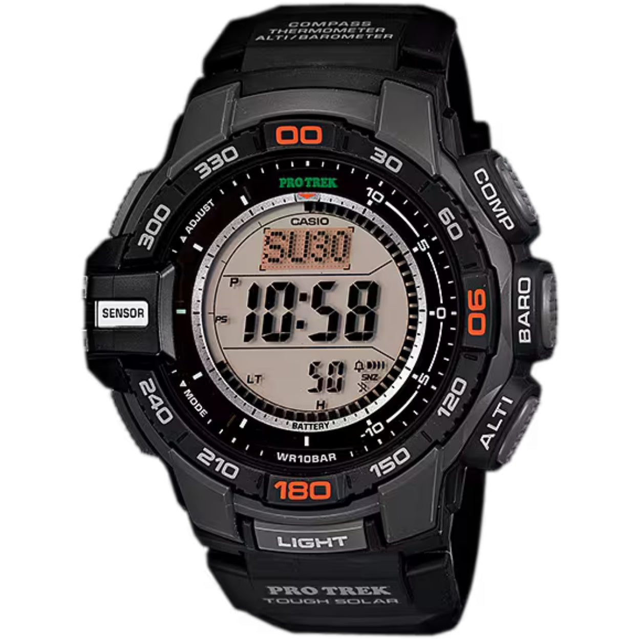 Casio Pro Trek PRG-270-1ER digital herrklocka med svart urtavla och armband i resin