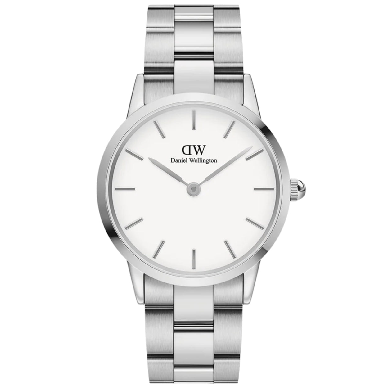 Daniel Wellington Iconic Link DW00100207 analog damklocka med vit urtavla och armband i rostfritt stål