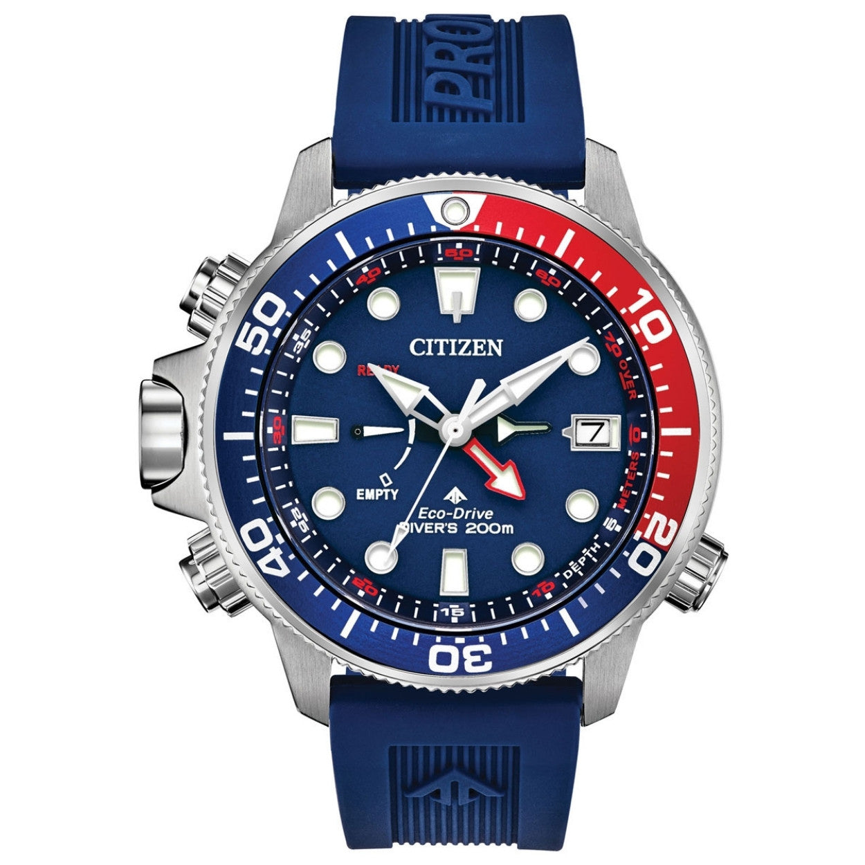 Citizen Promaster Marine BN2038-01L analog herrklocka med blå urtavla och armband i gummi