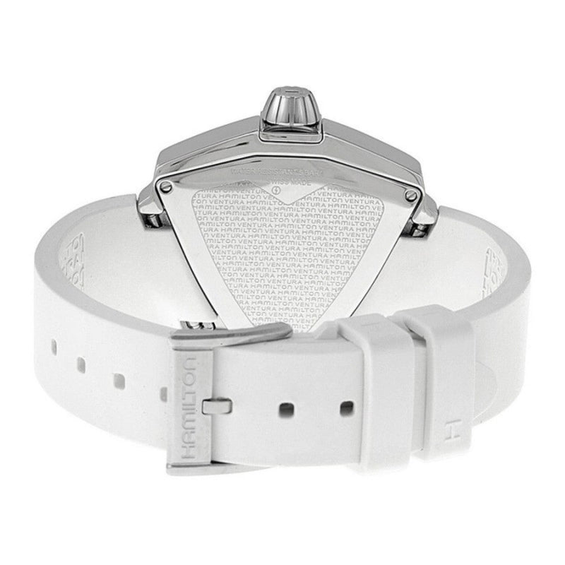 Hamilton Ventura S H24251391 analog damklocka med vit urtavla och armband i gummi