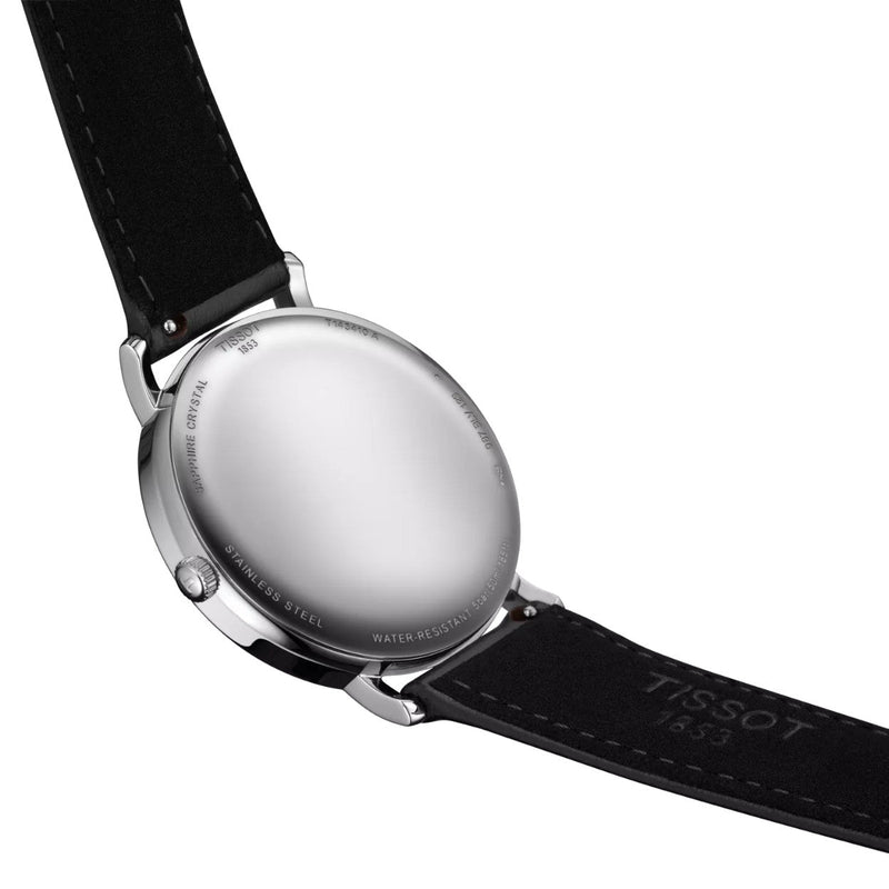 Tissot Everytime T143.410.16.041.00 analog unisexklocka med blå urtavla och armband i läder