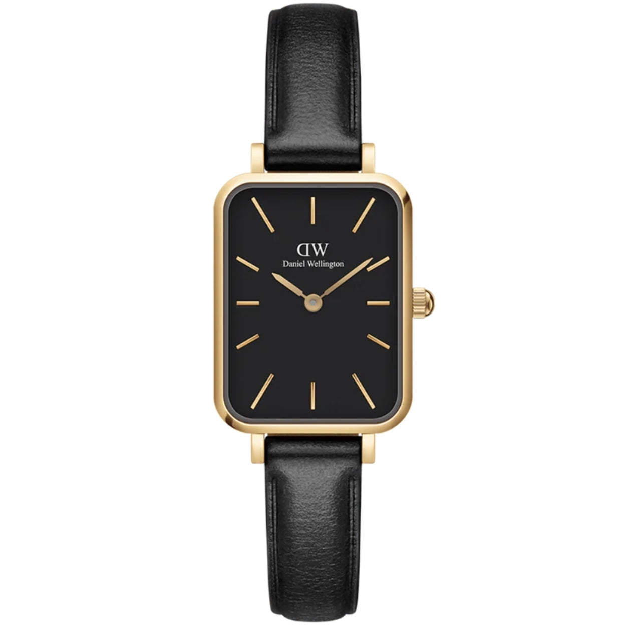 Daniel Wellington Quadro Pressed Sheffield Gold DW00100560 analog damklocka med svart urtavla och armband i läder