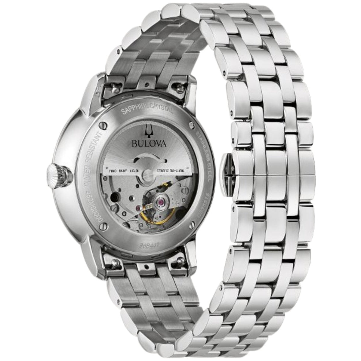 Bulova Hudson 96B447 analog herrklocka med mörk blå urtavla och armband i rostfritt stål