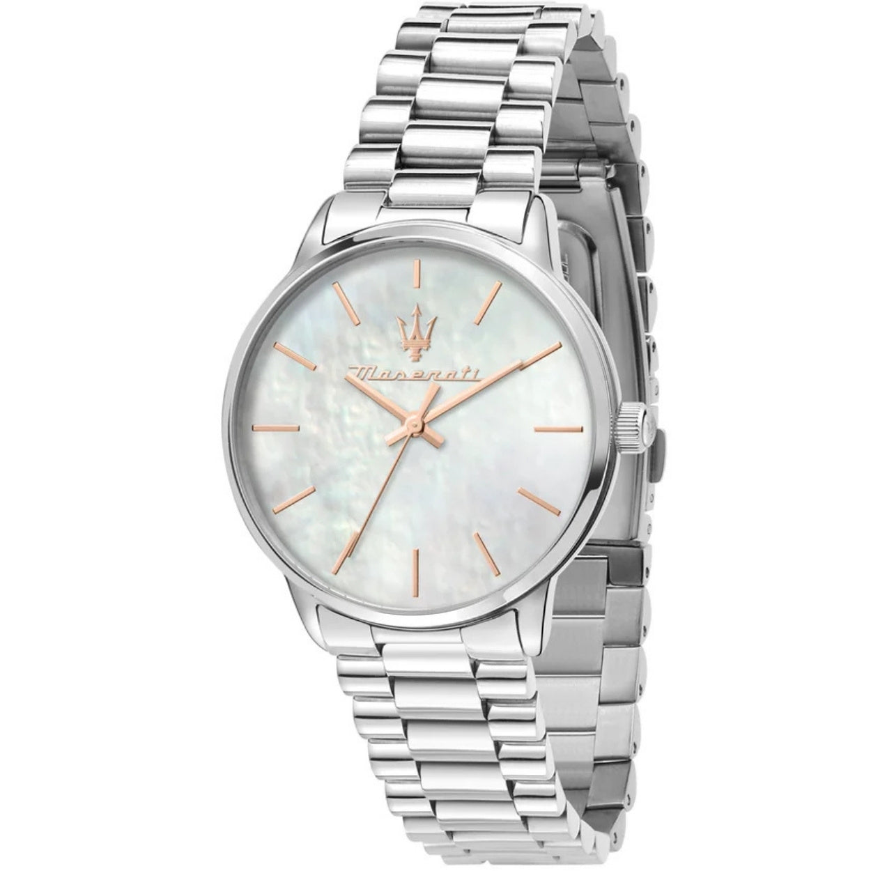 Maserati Royale R8853147507 analog damklocka med silver urtavla och armband i rostfritt stål