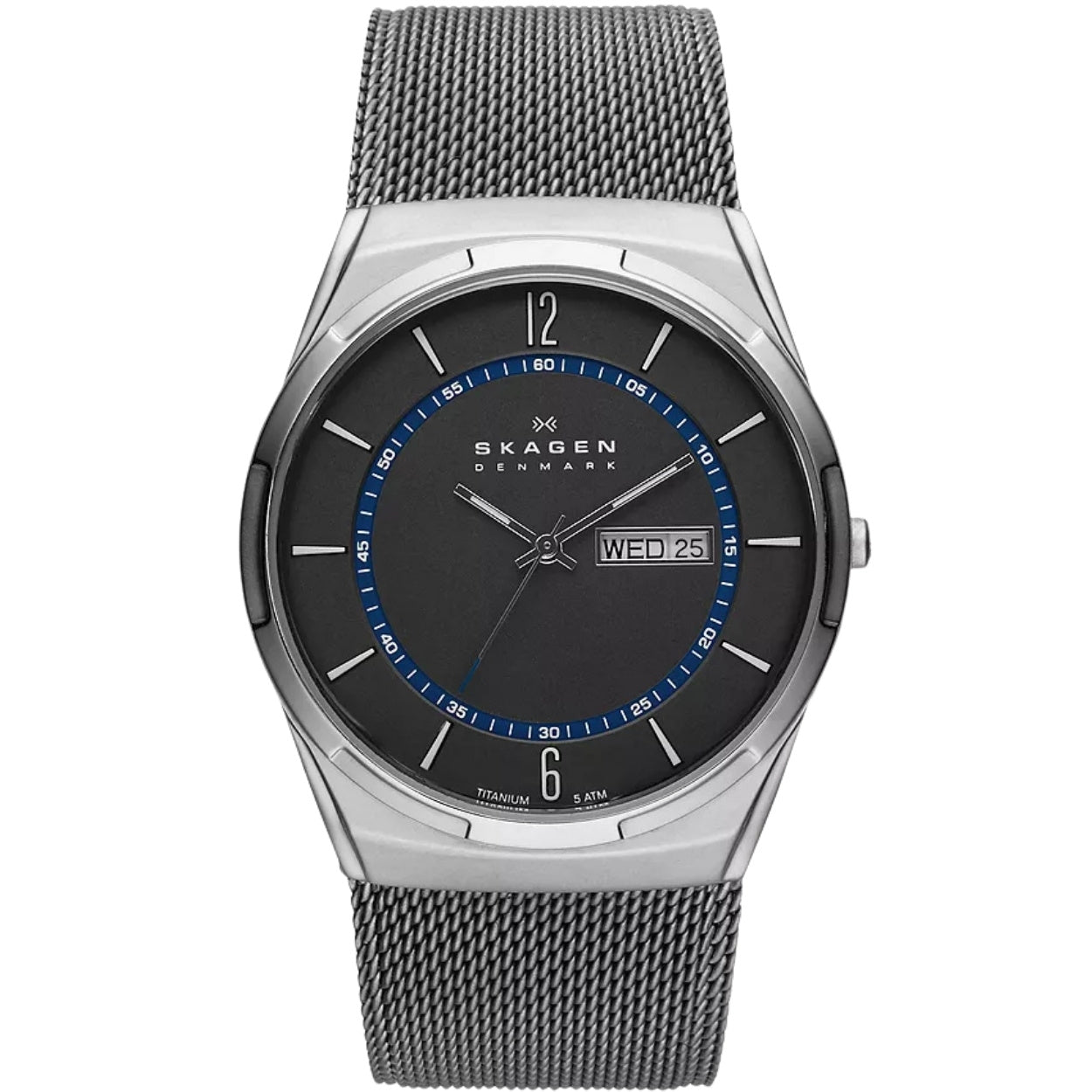Skagen Melbye SKW6078 analog herrklocka med svart urtavla och armband i rostfritt stål