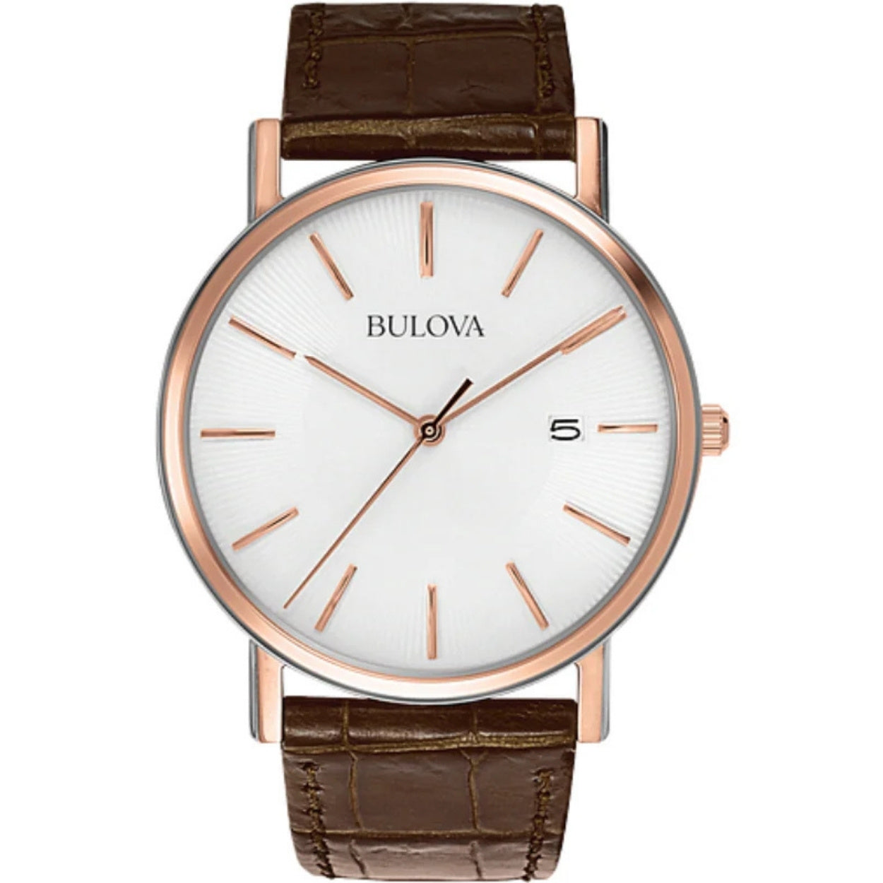 Bulova Classic 98H51 analog herrklocka med vit urtavla och armband i läder