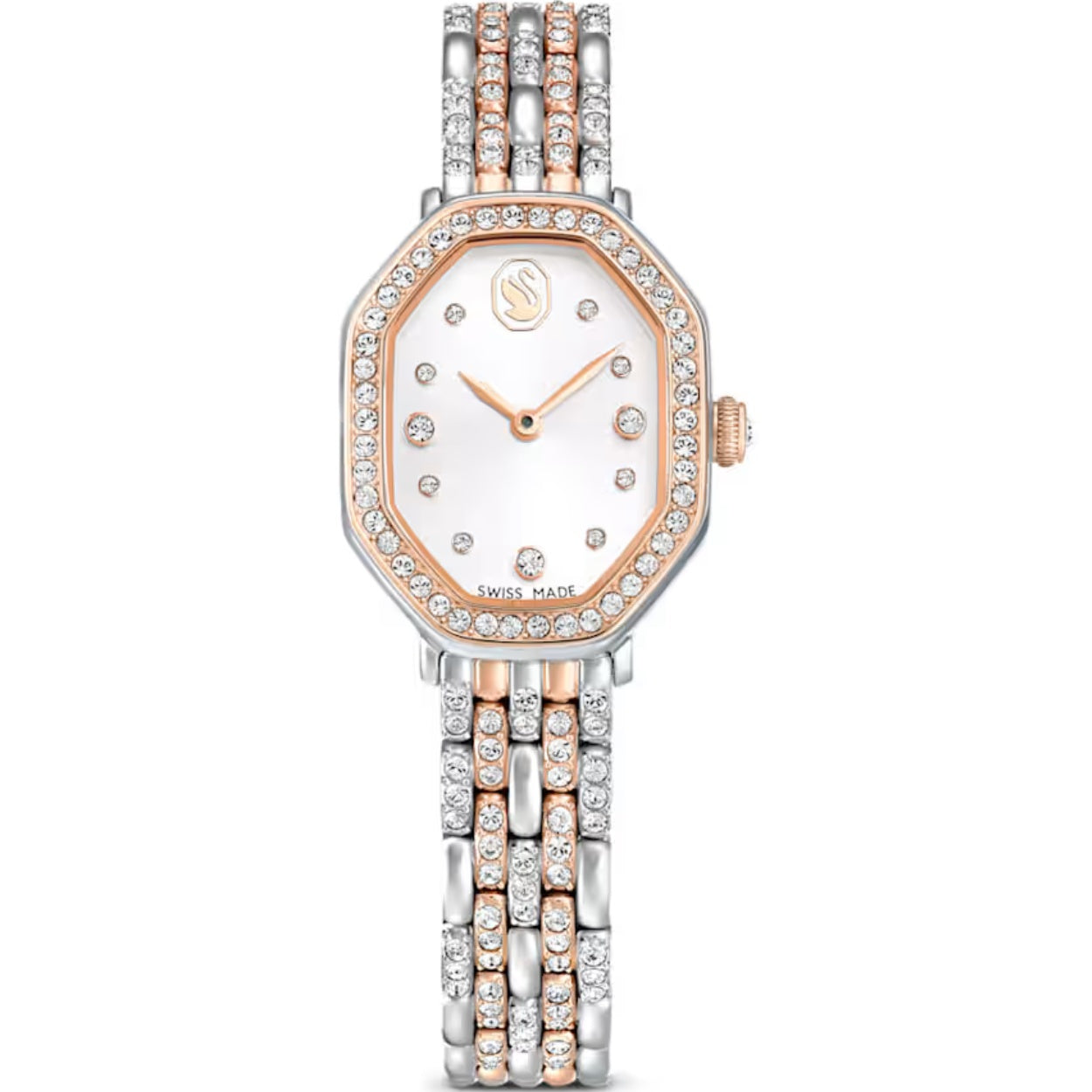 Swarovski Dextera octagon 5715521 analog damklocka med vit urtavla och armband i rostfritt stål
