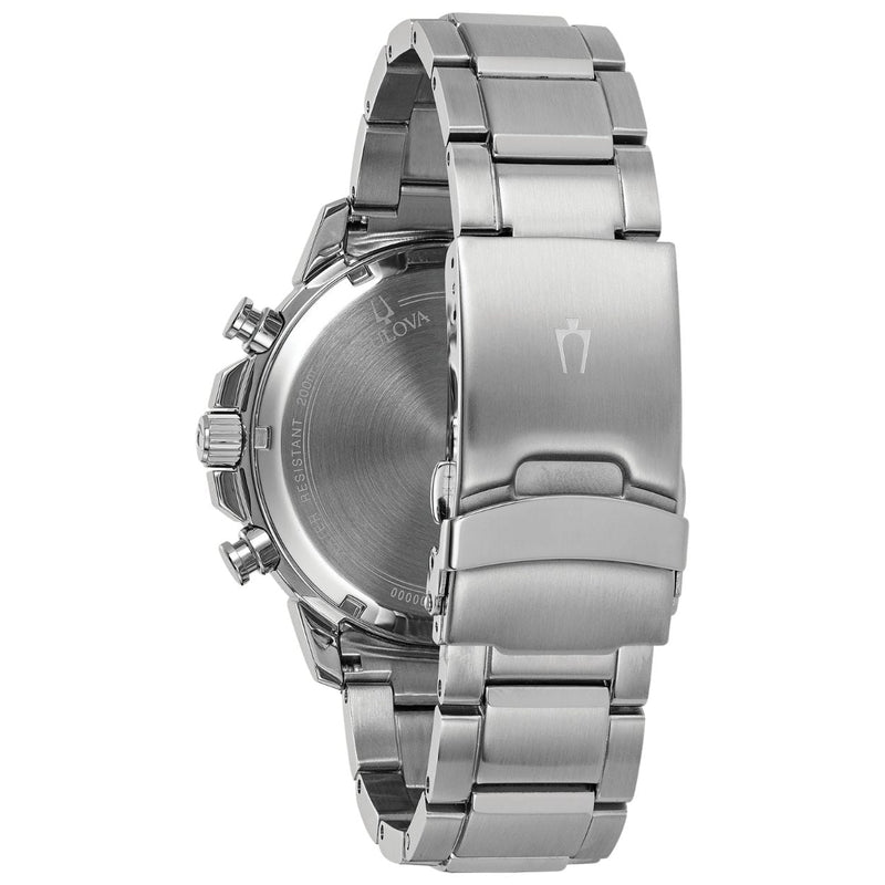 Bulova Marine Star 96B272 analog herrklocka med svart urtavla och armband i rostfritt stål