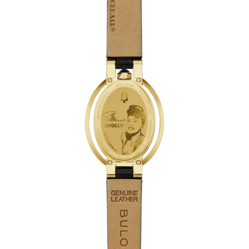 Bulova Rubaiyat Apollo Theater 97P180 analog damklocka med vit urtavla och armband i läder