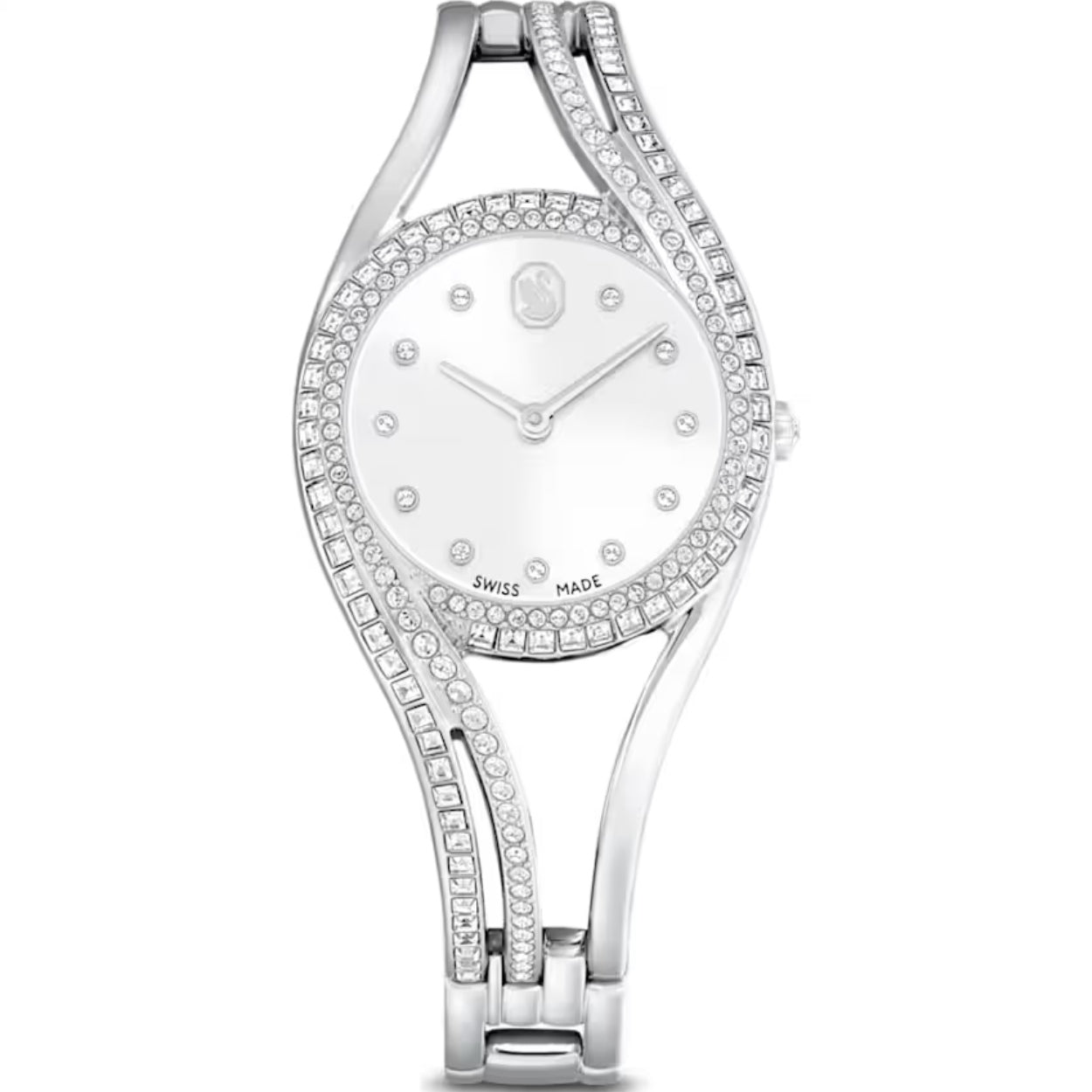 Swarovski Hyperbola 5689432 analog damklocka med vit urtavla och armband i rostfritt stål