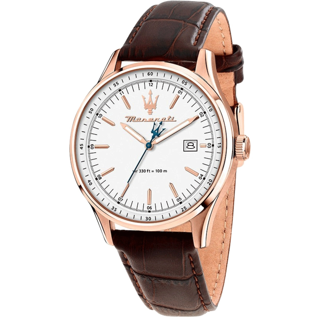 Maserati Sorpasso R8851124002 analog herrklocka med vit urtavla och armband i läder