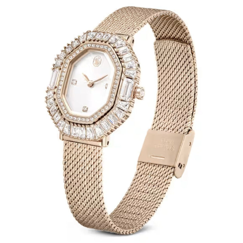 Swarovski Matrix octagon 5732501 analog damklocka med silver urtavla och armband i rostfritt stål