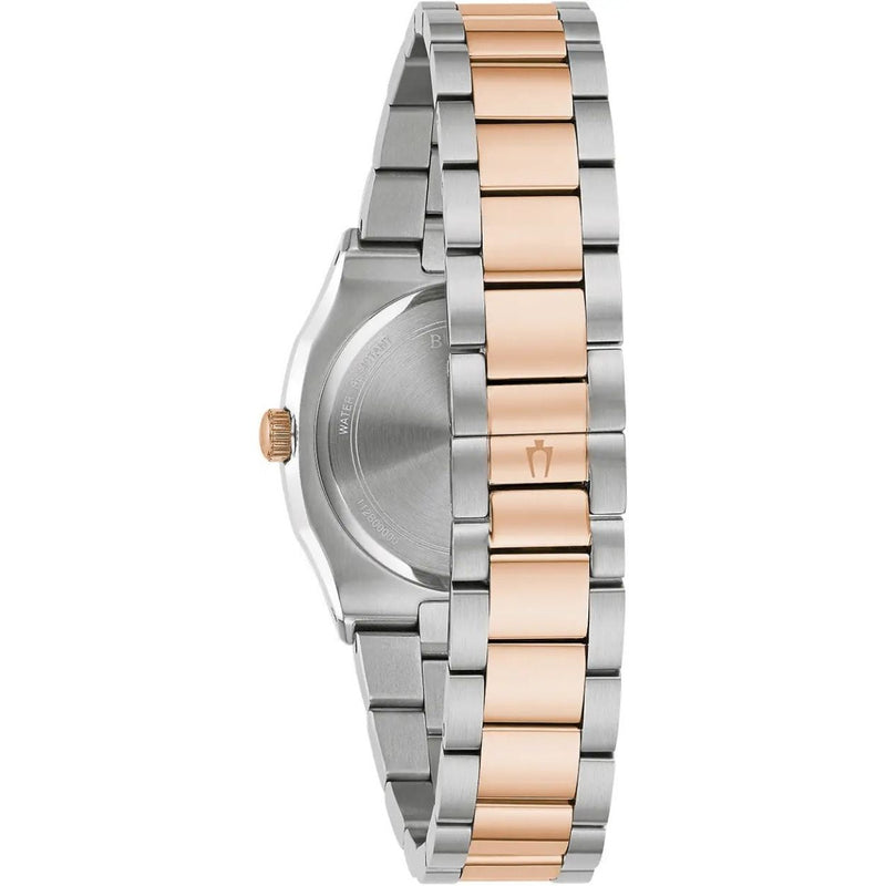 Bulova Surveyor 98R283 analog damklocka med vit urtavla och armband i rostfritt stål