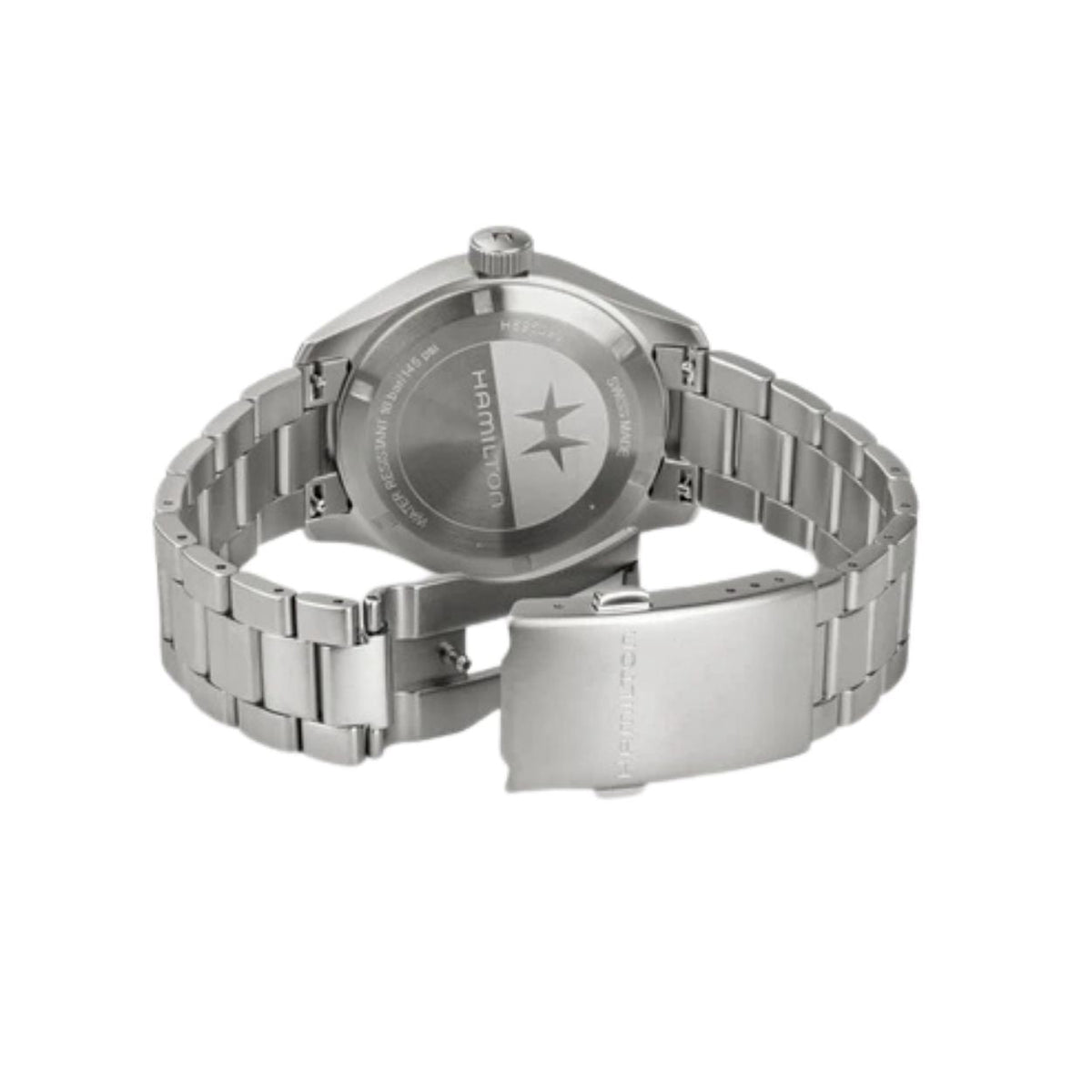 Hamilton Field Mechanical Power Reserve H69509110 analog herrklocka med vit urtavla och armband i rostfritt stål
