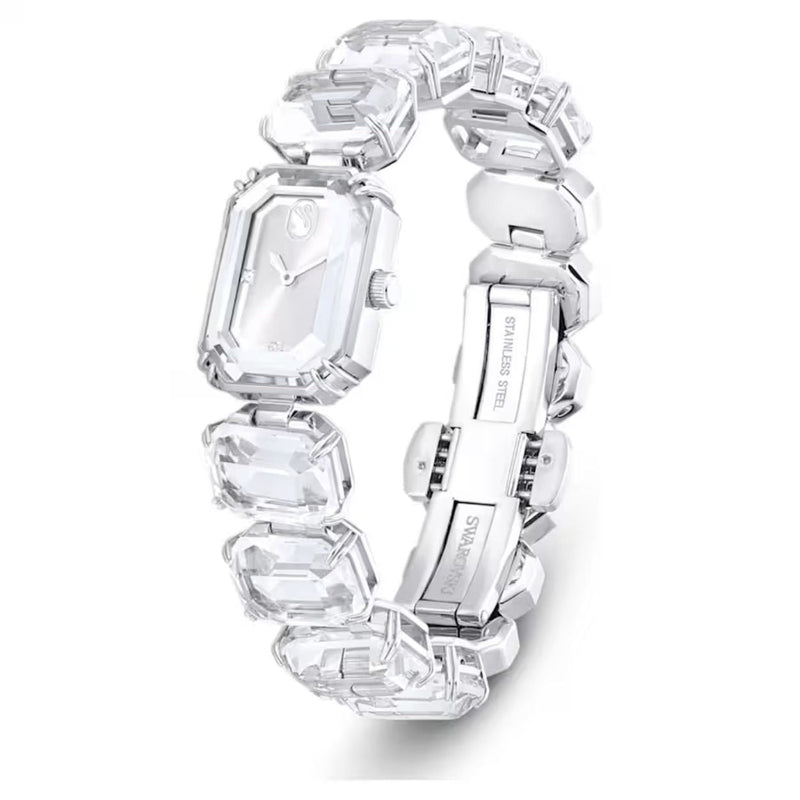 Swarovski Octagon cut bracelet 5729182 analog damklocka med vit urtavla och armband i rostfritt stål