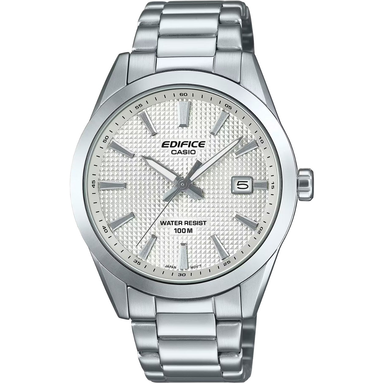 Casio Edifice EFV-160D-7AVEF analog herrklocka med silver urtavla och armband i rostfritt stål