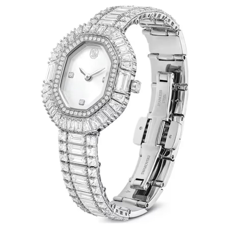 Swarovski Matrix octagon 5724516 analog damklocka med silver urtavla och armband i rostfritt stål