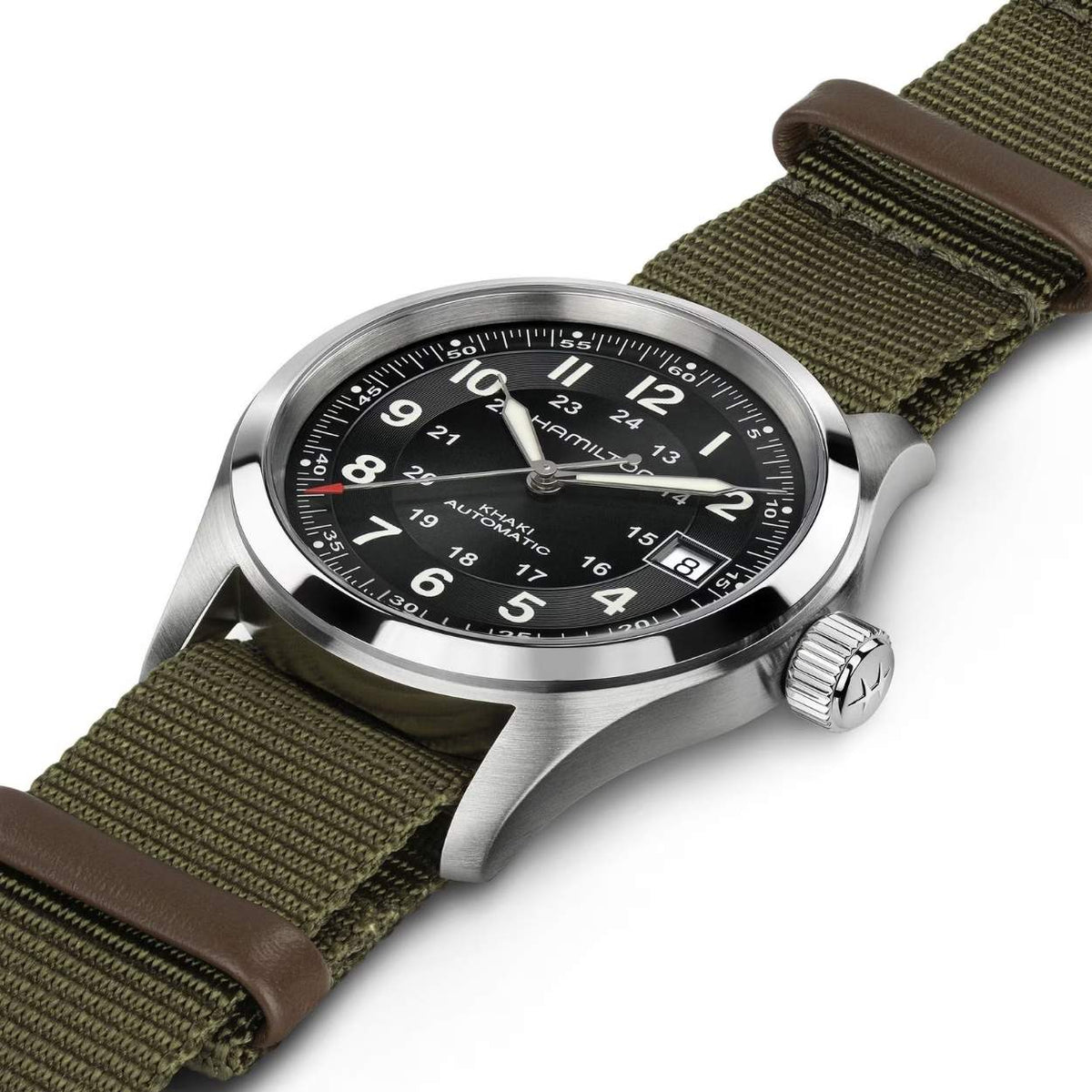 Hamilton Khaki Field Auto 38mm Call of Duty H70475930 analog herrklocka med svart urtavla och armband i textil