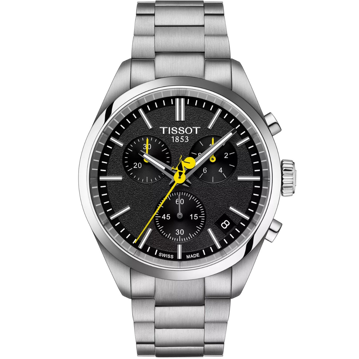 Tissot PR 100 Tour de France T150.417.11.051.00 analog herrklocka med svart urtavla och armband i rostfritt stål