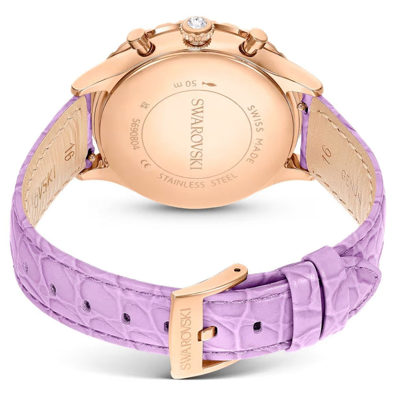 Swarovski Octea chrono 5690804 analog damklocka med lila urtavla och armband i skinn