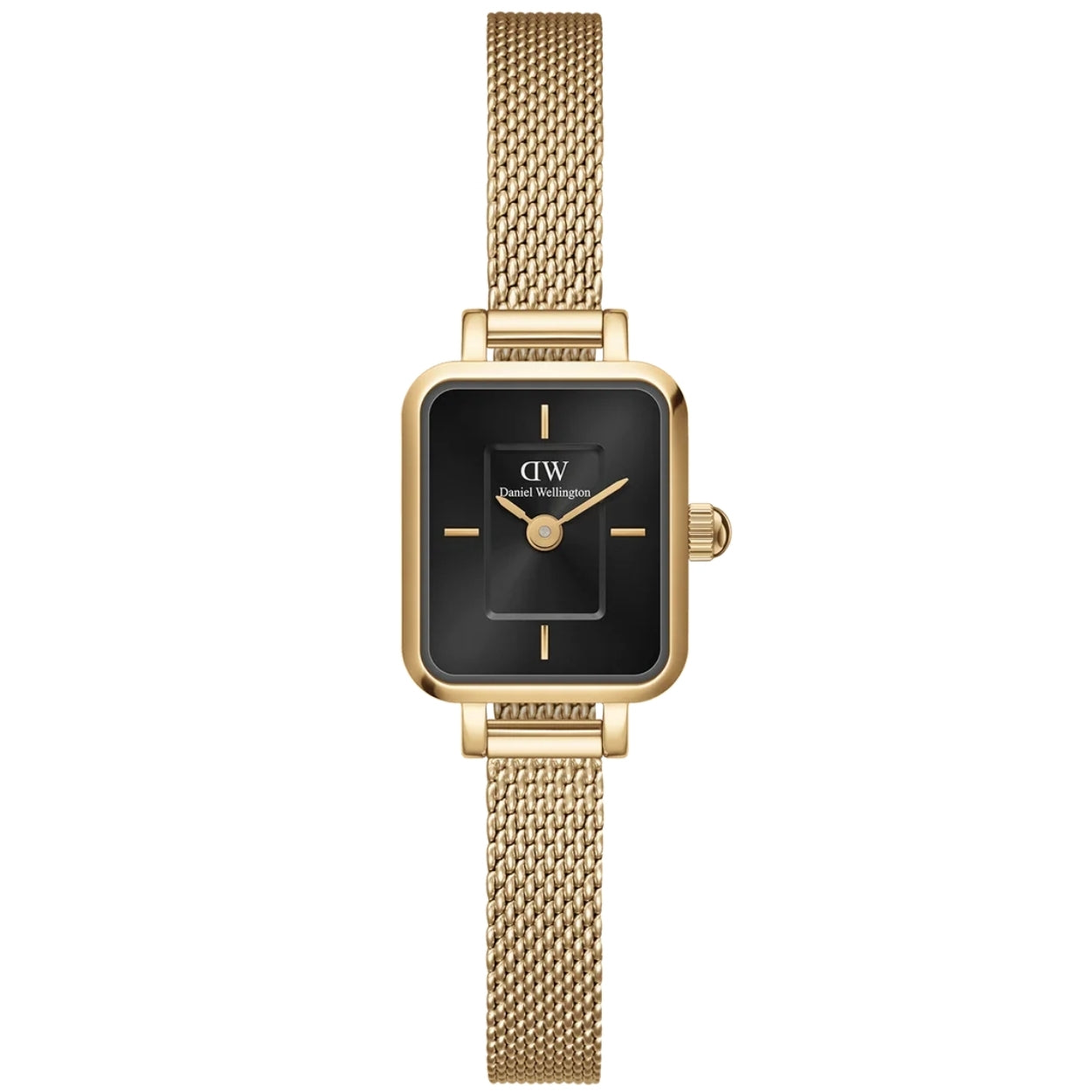 Daniel Wellington Quadro Mini Evergold Onyx analog damklocka med svart urtavla och armband i rostfritt stål