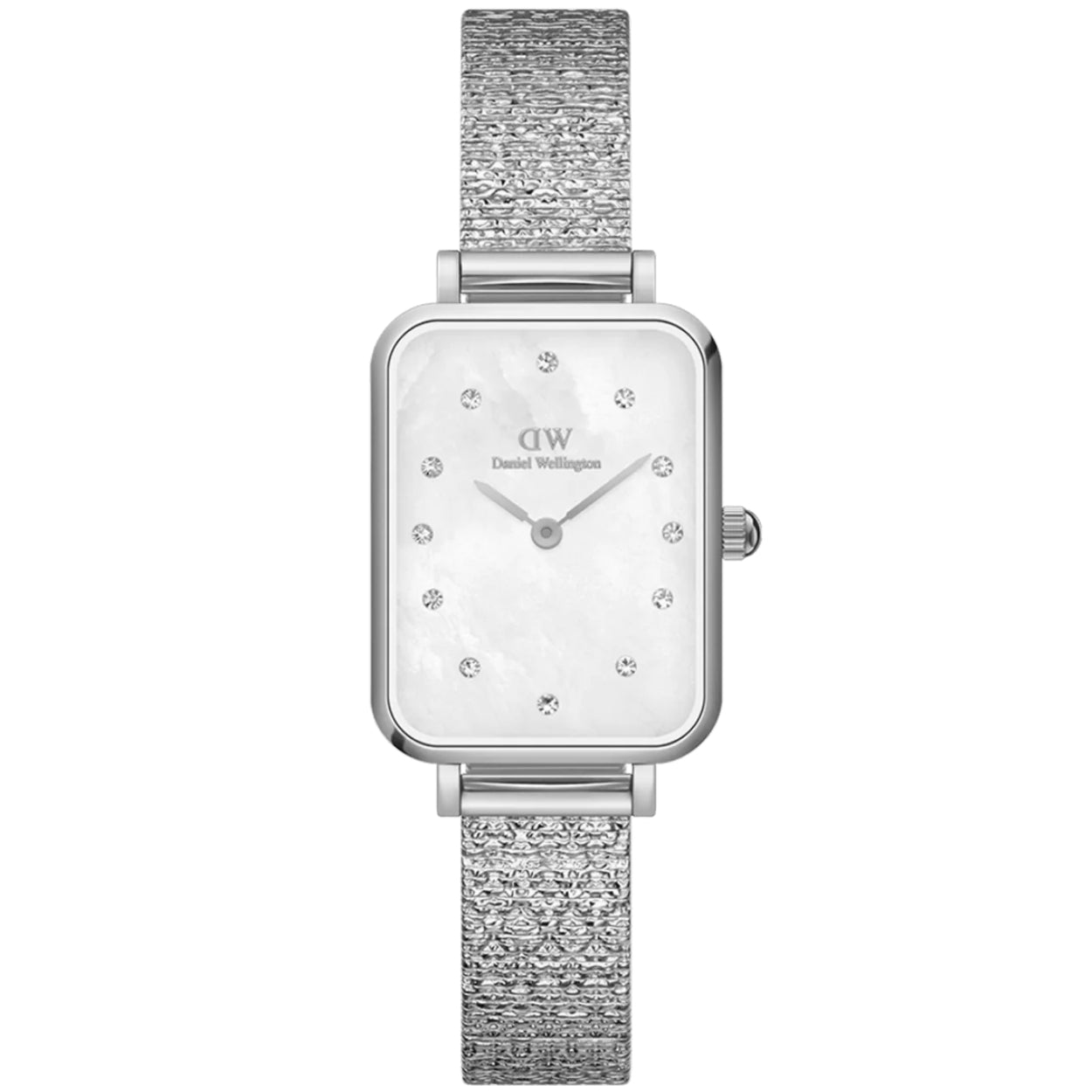 Daniel Wellington Quadro Lumine Pressed Piano DW00100580 analog damklocka med vit urtavla och armband i rostfritt stål