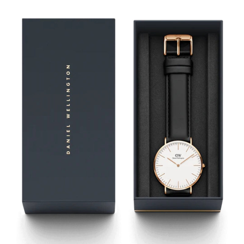 Daniel Wellington Classic Sheffield DW00100036 analog damklocka med vit urtavla och armband i läder