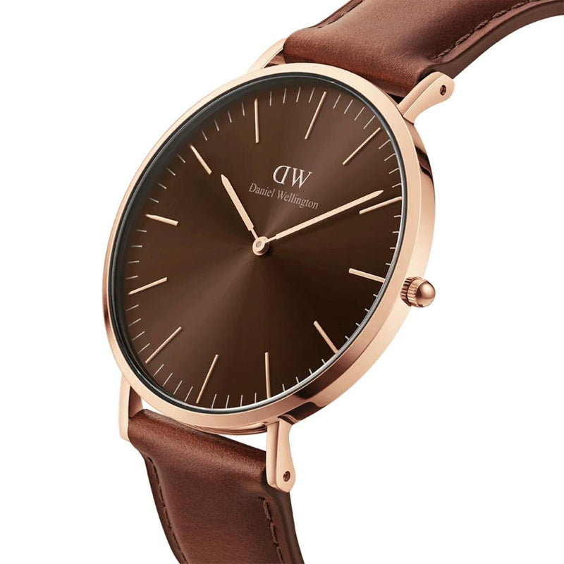 Daniel Wellington Classic St Mawes DW00100627 analog unisexklocka med brun urtavla och armband i läder