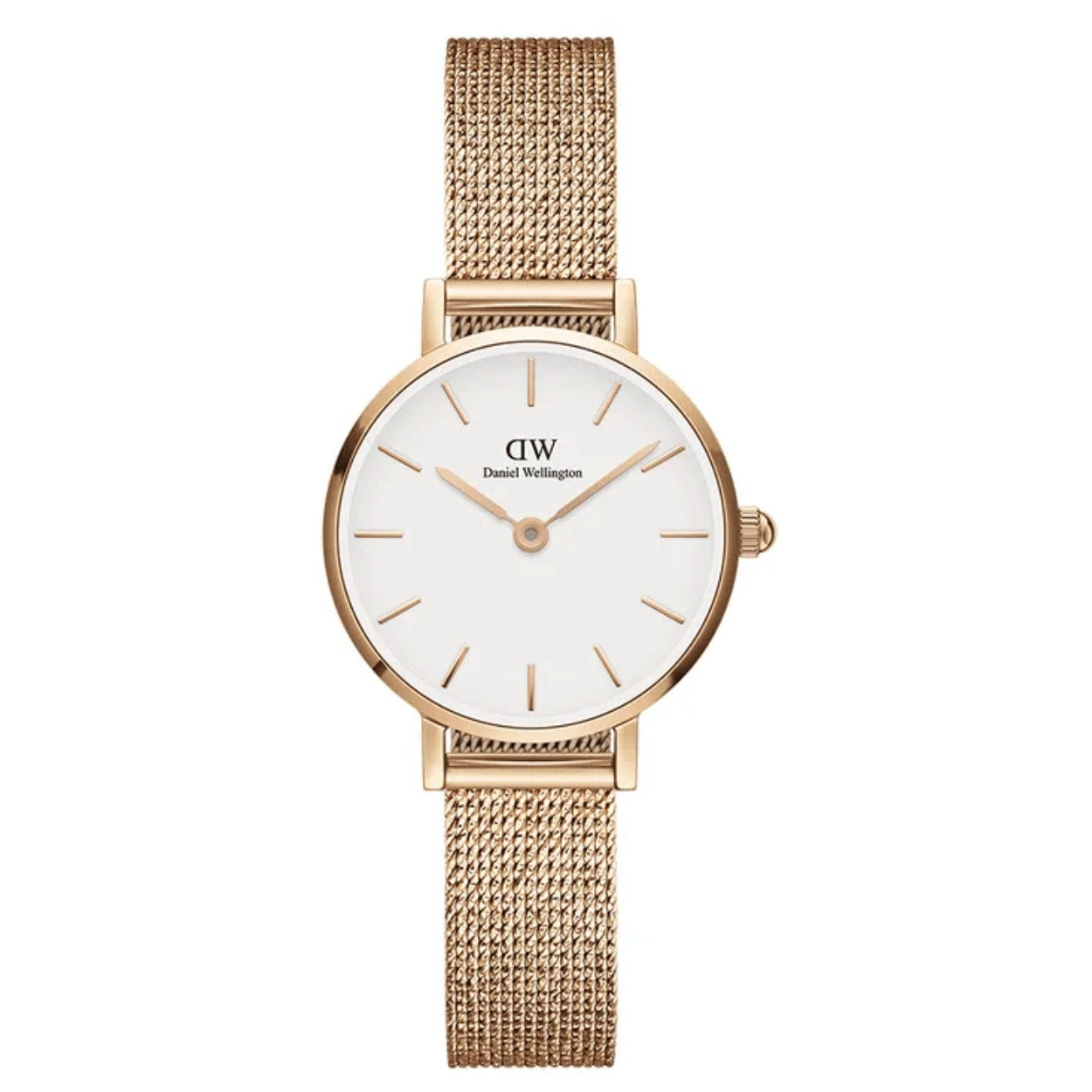 Daniel Wellington Petite Pressed DW00100447 analog damklocka med vit urtavla och armband i rostfritt stål