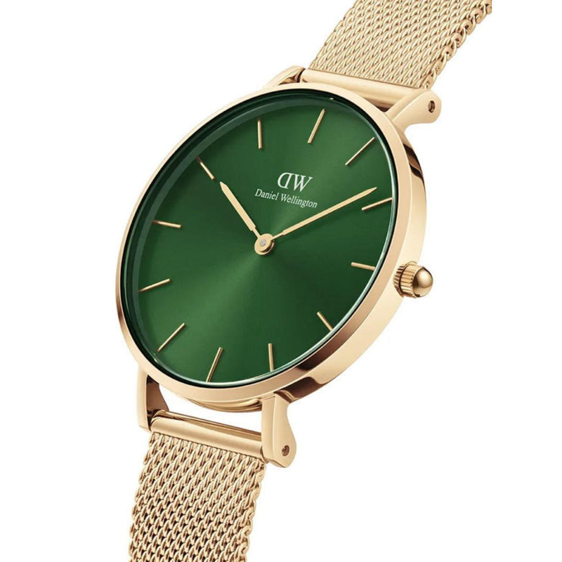 Daniel Wellington Petite DW00100480 analog damklocka med grön urtavla och armband i rostfritt stål