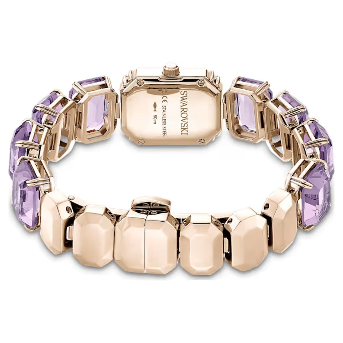 Swarovski Octagon cut bracelet 5722364 analog damklocka med lila urtavla och armband i rostfritt stål